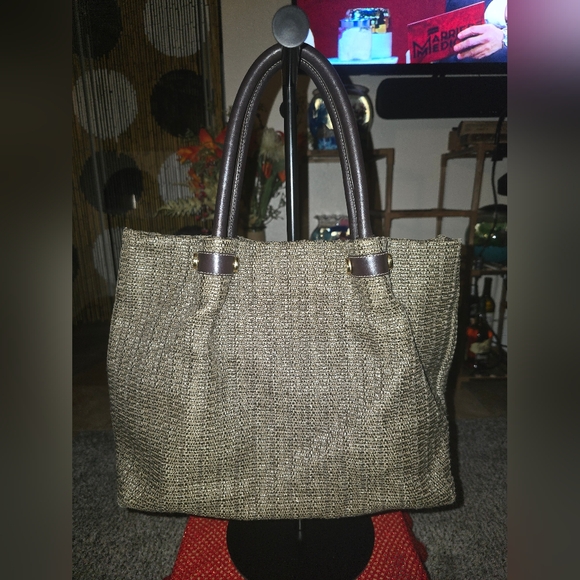 Furla Woven Tote Bag with Brown Handles - Picture 2 of 10